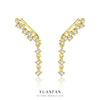 S925 Sterling Silver Light Luxury Geometric Zirconia Insert Ear Clip Women's Fashion Tassel Earrings