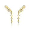S925 Sterling Silver Light Luxury Geometric Zirconia Insert Ear Clip Women's Fashion Tassel Earrings