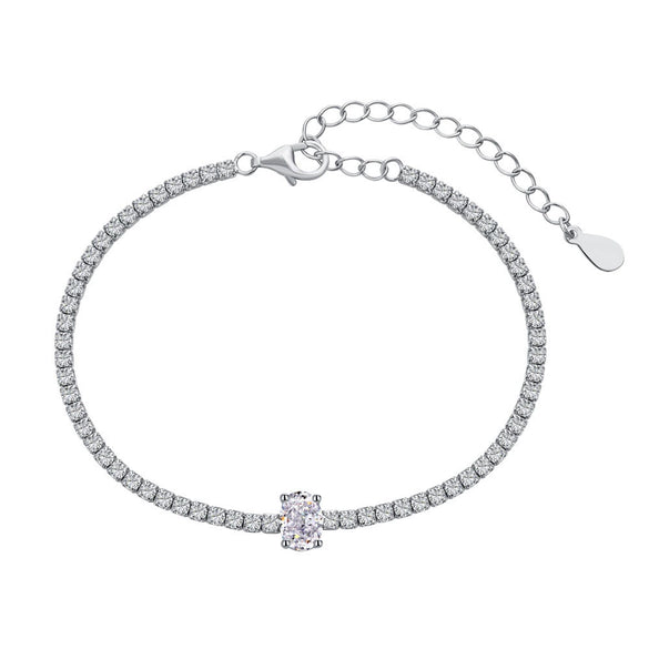 S925 Sterling Silver Light Luxury Women's Bracelet With Heart Drop Geometric Shapes Electroplated