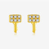 S925 Sterling Silver Lock Key Earrings Microinlaid Zircon Electroplated Platinum 18K Gold Fashion Unisex