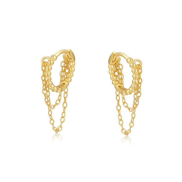 S925 Sterling Silver Long Tassel Chain Earrings For Women With Geometric Design And Electroplating