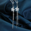 S925 Sterling Silver Long Tassel Drop Earrings With Floral Design Elegant Light Luxury Dangle Earrings For Women