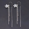 S925 Sterling Silver Long Tassel Drop Earrings With Floral Design Elegant Light Luxury Dangle Earrings For Women