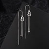 S925 Sterling Silver Long Tassel Drop Earrings With Round Bead And Gourd Hook Minimalist Geometric Retro Style Women's Earrings