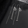 S925 Sterling Silver Long Tassel Drop Earrings With Round Bead And Gourd Hook Minimalist Geometric Retro Style Women's Earrings