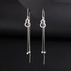 S925 Sterling Silver Long Tassel Drop Earrings With Round Bead And Gourd Hook Minimalist Geometric Retro Style Women's Earrings