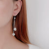 S925 Sterling Silver Long Tassel Earrings For Women Light Luxury Twist Cat's Eye Ear Thread Dangle Earrings With Geometric Design