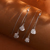 S925 Sterling Silver Long Tassel Earrings For Women Light Luxury Twist Cat's Eye Ear Thread Dangle Earrings With Geometric Design