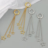 S925 Sterling Silver Long Tassel Earrings For Women With Gold Plated Star Geometric Design Elegant Sweet Drop Earrings