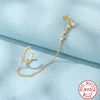 S925 Sterling Silver Long Tassel Elegant Wave Pattern Nonhole Ear Clip Single Diamond Earrings