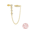 S925 Sterling Silver Long Tassel Elegant Wave Pattern Nonhole Ear Clip Single Diamond Earrings