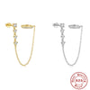 S925 Sterling Silver Long Tassel Elegant Wave Pattern Nonhole Ear Clip Single Diamond Earrings