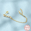 S925 Sterling Silver Long Tassel Elegant Wave Pattern Nonhole Ear Clip Single Diamond Earrings