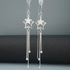 S925 Sterling Silver Long Tassel Star Ear Line Earrings Geometric Electroplated Fashion Earrings For Women