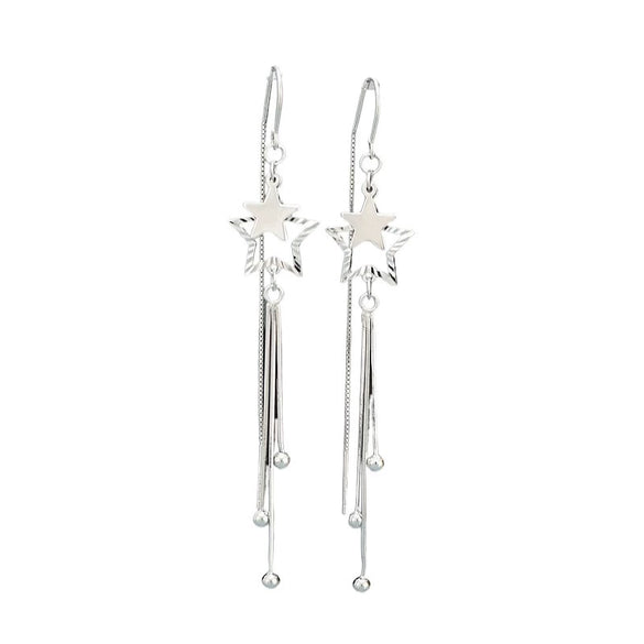 S925 Sterling Silver Long Tassel Star Ear Line Earrings Geometric Electroplated Fashion Earrings For Women