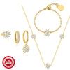 S925 Sterling Silver Love Petal Elegant Necklace Earrings Ring Set With Electroplating For Women
