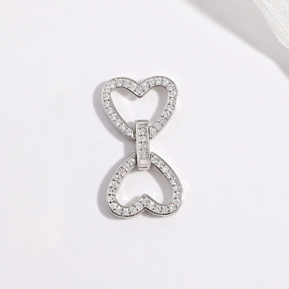 S925 Sterling Silver Love Shaped Universal Buckle For Necklace And Diy Beaded Bracelet With Zirconia Design