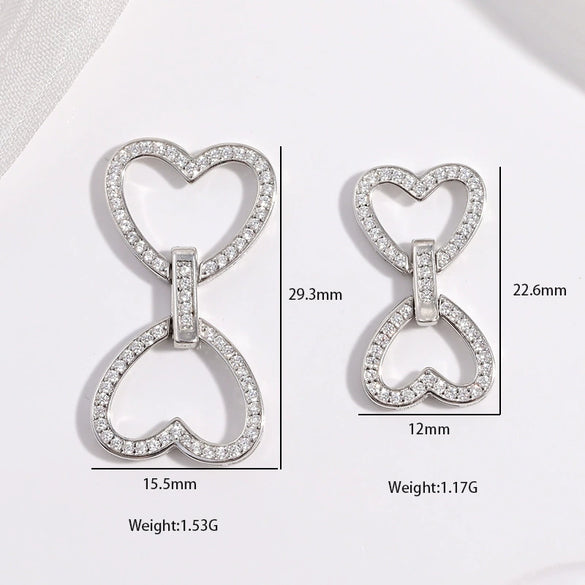 S925 Sterling Silver Love Shaped Universal Buckle For Necklace And Diy Beaded Bracelet With Zirconia Design