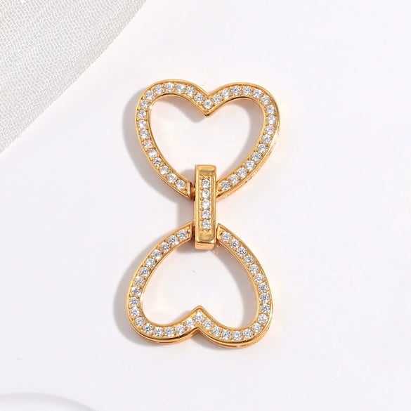 S925 Sterling Silver Love Shaped Universal Buckle For Necklace And Diy Beaded Bracelet With Zirconia Design