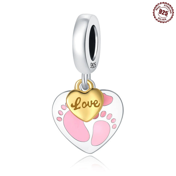 S925 Sterling Silver Lovers Family Friendship Pendant Diy Jewelry Accessories Bracelet With Dripping Oil Design