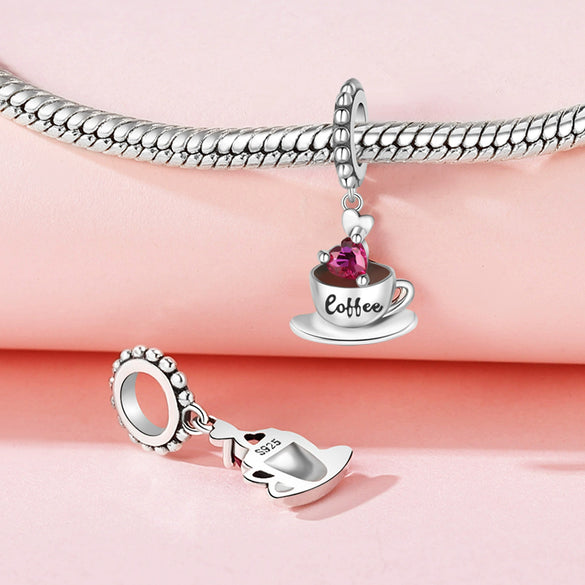 S925 Sterling Silver Lovers Family Friendship Pendant Diy Jewelry Accessories Bracelet With Dripping Oil Design