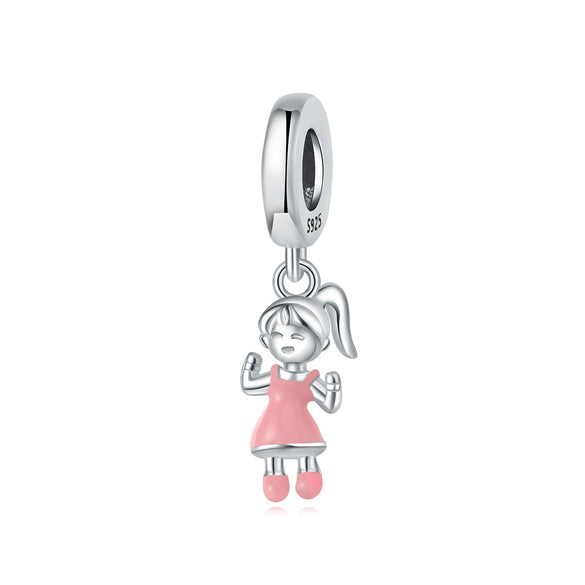 S925 Sterling Silver Lovers Family Friendship Pendant Diy Jewelry Accessories Bracelet With Dripping Oil Design