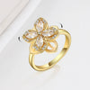 S925 Sterling Silver Lucky Clover Flower Ring With Double Layer Rotating Design And Gold Plated Finish For Women
