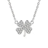 S925 Sterling Silver Lucky Clover Necklace With Cross Chain Electroplated Pendant Clavicle Chain For Women Minimalist Elegant Style