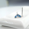 S925 Sterling Silver Mermaid Tail Animal Earrings For Women Simple Electroplated Cute Blue Stud Earrings