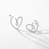 S925 Sterling Silver Micro Heartshaped Women's Fashion Creative Exaggerated Earrings With Microinlay
