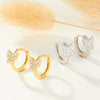 S925 Sterling Silver Micro Inlaid Zircon Butterfly Insect Fashion Pastoral Style Fresh Sweet Earrings