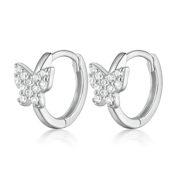 S925 Sterling Silver Micro Inlaid Zircon Butterfly Insect Fashion Pastoral Style Fresh Sweet Earrings