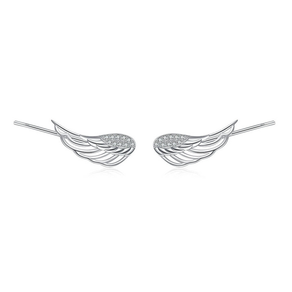 S925 Sterling Silver Microinlaid Angel Wings Ear Clips For Women Fashionable And Personalized