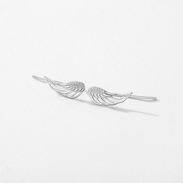 S925 Sterling Silver Microinlaid Angel Wings Ear Clips For Women Fashionable And Personalized