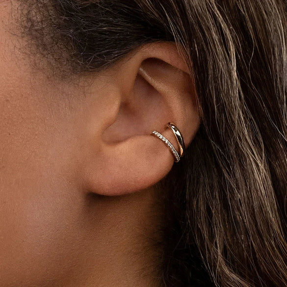 S925 Sterling Silver Microinlaid Geometric Doublelayer Ear Clip Unisex Earrings Without Ear Holes