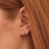 S925 Sterling Silver Microinlaid Zircon Geometric Ring And Earring Set For Women