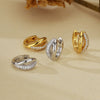 S925 Sterling Silver Microinlaid Zircon Geometric Ring And Earring Set For Women