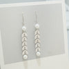 S925 Sterling Silver Mimosa Flower Long Tassel Drop Earrings With Wheat Pearl Geometric Design For Women