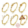 S925 Sterling Silver Mini Cute Bouquet And Triangle Ring With Diamond Light Luxury Geometric Style Real Gold Plated Women's Bracelet