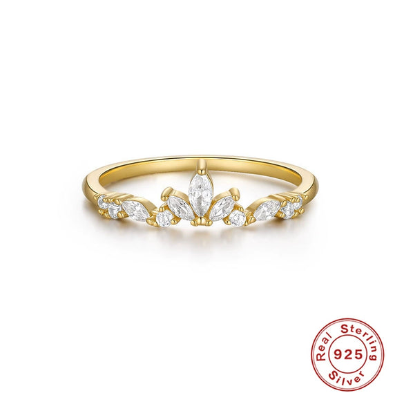 S925 Sterling Silver Mini Cute Bouquet And Triangle Ring With Diamond Light Luxury Geometric Style Real Gold Plated Women's Bracelet
