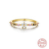 S925 Sterling Silver Mini Cute Bouquet And Triangle Ring With Diamond Light Luxury Geometric Style Real Gold Plated Women's Bracelet
