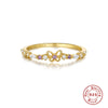 S925 Sterling Silver Mini Cute Bouquet And Triangle Ring With Diamond Light Luxury Geometric Style Real Gold Plated Women's Bracelet
