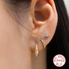 S925 Sterling Silver Mini Wide Face Five Pointed Star Electroplated Light Luxury Zircon Base Textured All Match Women's Fashion Earrings