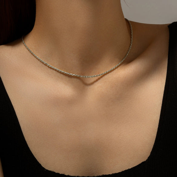 S925 Sterling Silver Minimalist All Match Twist Chain Necklace With Geometric Pattern And Electroplating Process