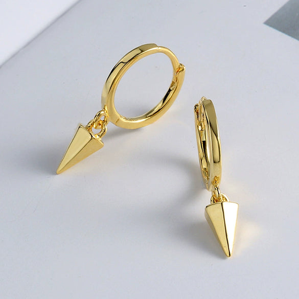 S925 Sterling Silver Minimalist Geometric Hexagon Cone Stud Earrings Electroplated Punk Style Ear Studs