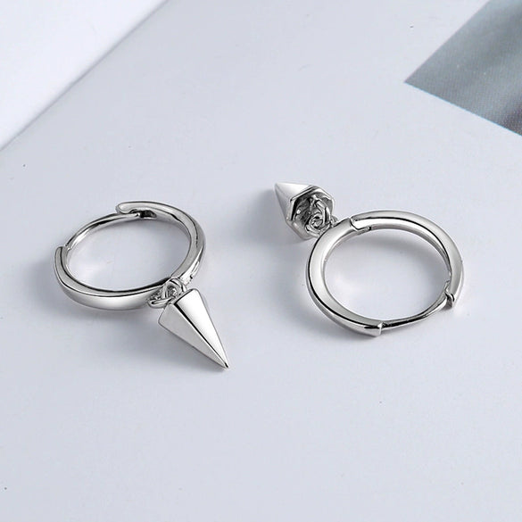 S925 Sterling Silver Minimalist Geometric Hexagon Cone Stud Earrings Electroplated Punk Style Ear Studs