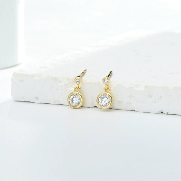 S925 Sterling Silver Minimalist Geometric Microinlay Women's Earrings