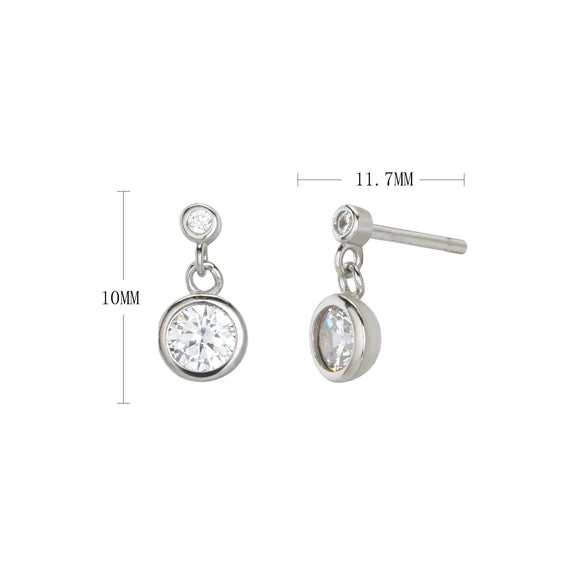 S925 Sterling Silver Minimalist Geometric Microinlay Women's Earrings