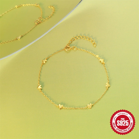 S925 Sterling Silver Minimalist Love Fold All Match Bracelet With Geometric Design And Real Gold Electroplating For Women