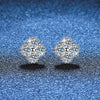 S925 Sterling Silver Moissanite Earrings Four Leaf Clover Light Luxury Electroplated For Women